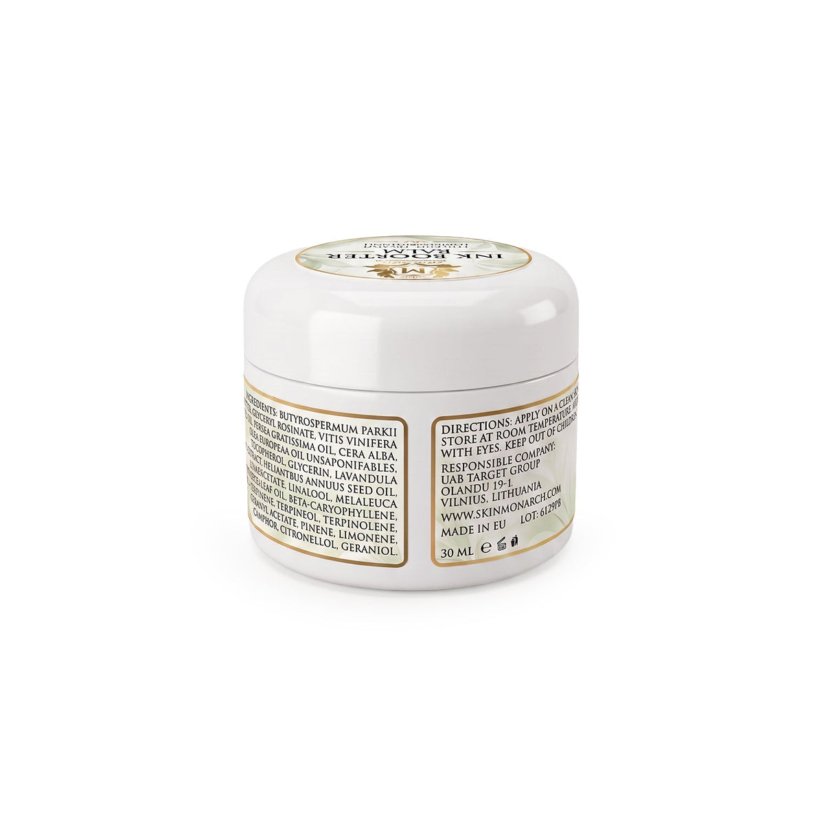 Skin Monarch Pigment Booster Formula 30ml back label with ingredients and directions