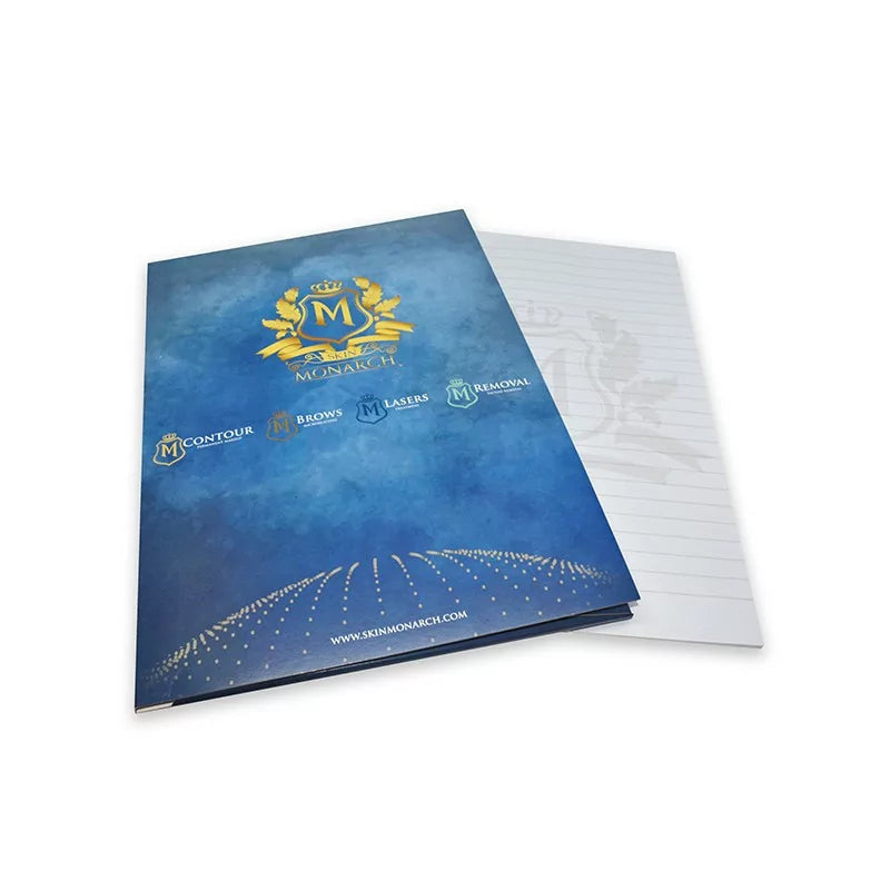 Skin Monarch Folder with Notepad — branded A4 studio stationery